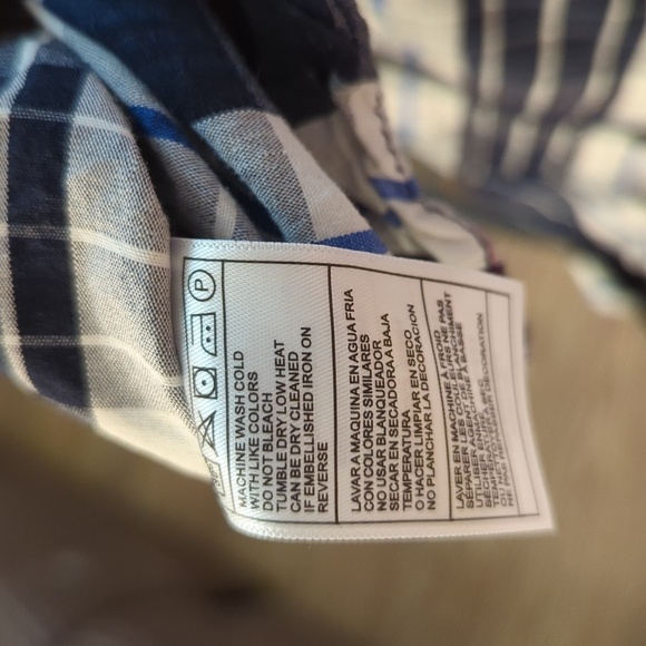 JNCO plaid button-down cotton shirt blue white zipper pockets skater, men's M - Picture 7 of 7